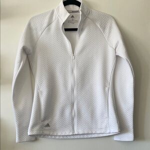 Adidas|Women's Zigzag Patterned White Ski Jacket|Small|EUC